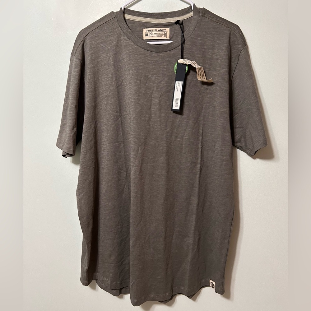Free Planet Curve Hem Regular Fit Mens Shirt Gray XL organic cotton NWT new
